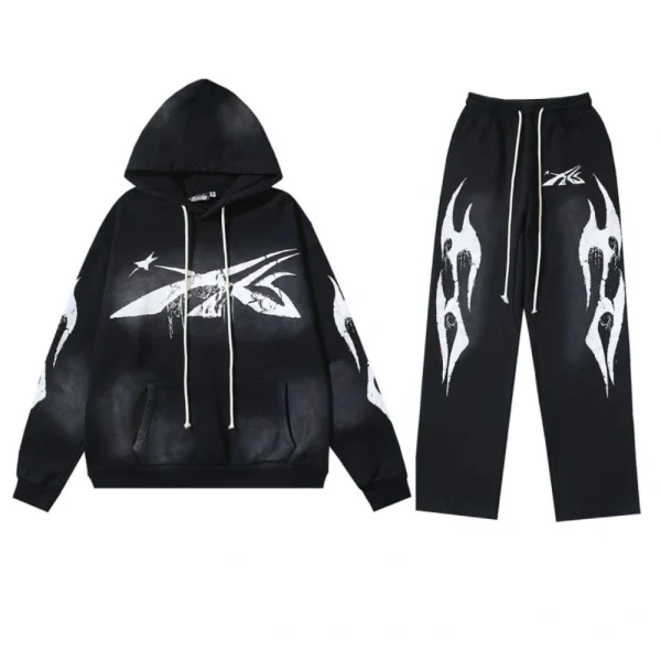Hellstar Black With White logo Tracksuit