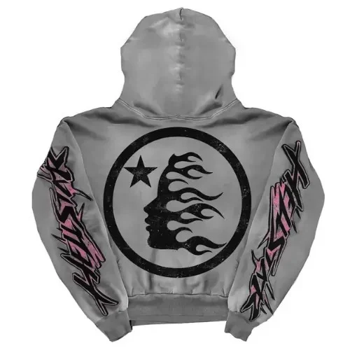 Hellstar Grey Yoga Flame hoodie