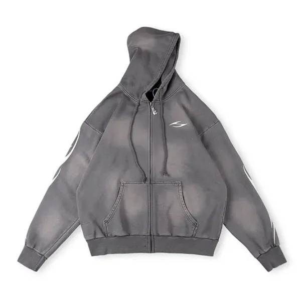 Hellstar Grey Zip Up Hoodie